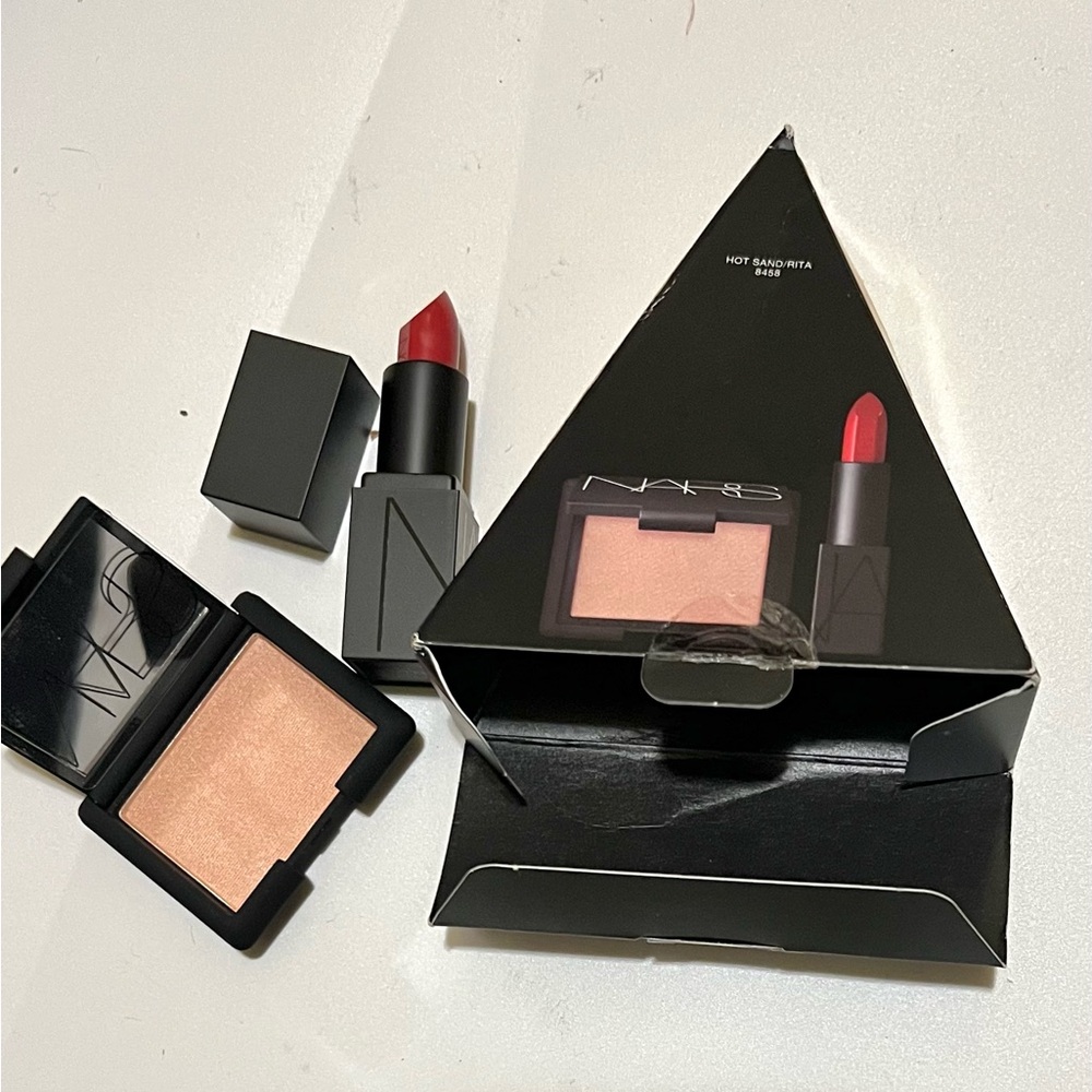NARS MAN RAY LOVE TRIANGLE SET AUDACIOUS LIPSTICK Rita BLUSH Hot Sand NIB(badbox